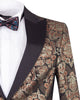 Rustic Gold & Black Paisley Design Blazer with Contrasting Lapel & Matching Bow Tie-Makrom
