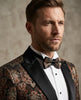 Rustic Gold & Black Paisley Design Blazer with Contrasting Lapel & Matching Bow Tie