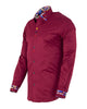 Burgundy Fashion Shirt with Colourful Collar Tip Design