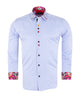 Blue Fashion Shirt with Colourful Collar Tip Design