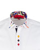 White Fashion Shirt with Colourful Collar Tip Design