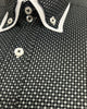 Black Double Collar Mini Polka Dot Men's Shirt