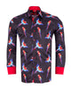 Black Shirt Flying Parrot Print
