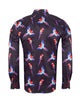 Black Shirt Flying Parrot Print