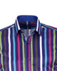 Dark Green Colourful Bold Striped Men's Shirt