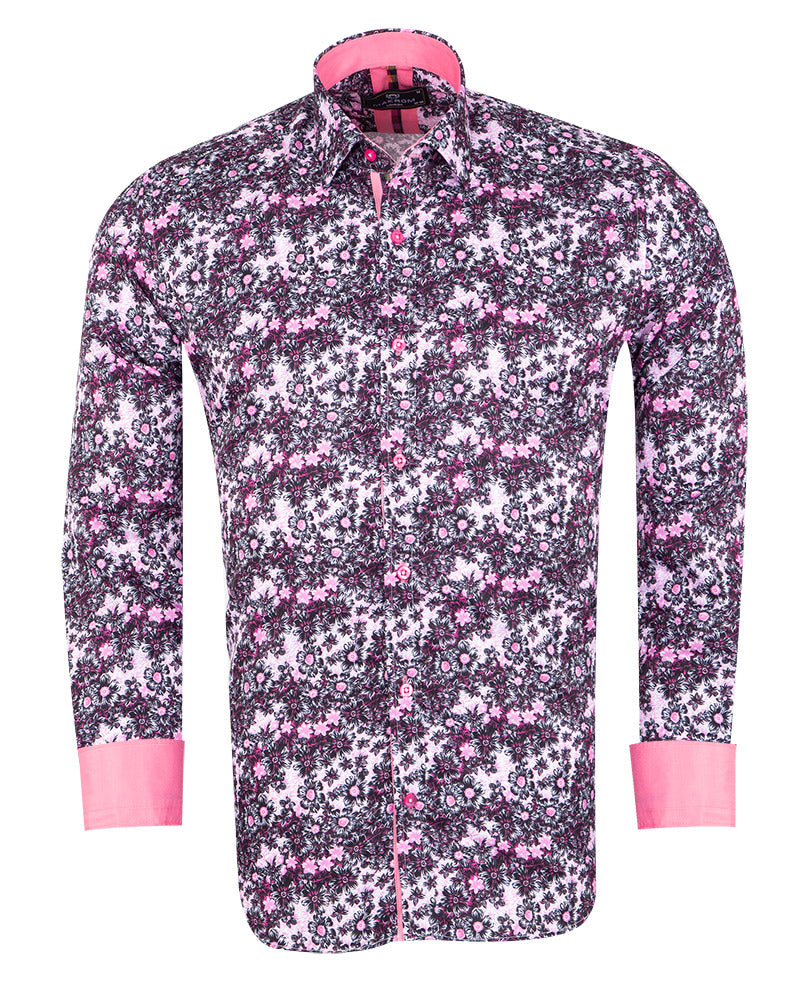 Pink Daisy Print Long Sleeve Shirt