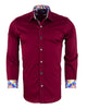 Burgundy Plain Colourful Stitching & Button Pure Cotton Shirt
