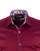 Burgundy Plain Colourful Stitching & Button Pure Cotton Shirt