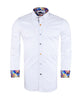 White Plain Panel Colourful Print Collar Tip Shirt
