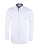 White Plain Panel Colourful Print Collar Tip Shirt