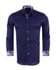 Dark Blue Plain Colourful Stitching & Button Pure Cotton Shirt
