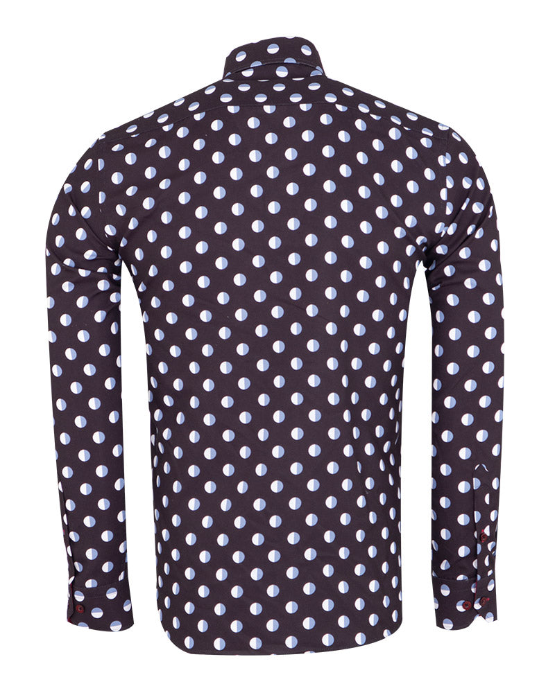 Black Polka Dot Print Men's Shirt