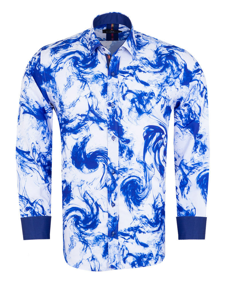 Blue Smoke Print Men's Shirt