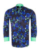 Dark Blue Rose Neon Print Shirt