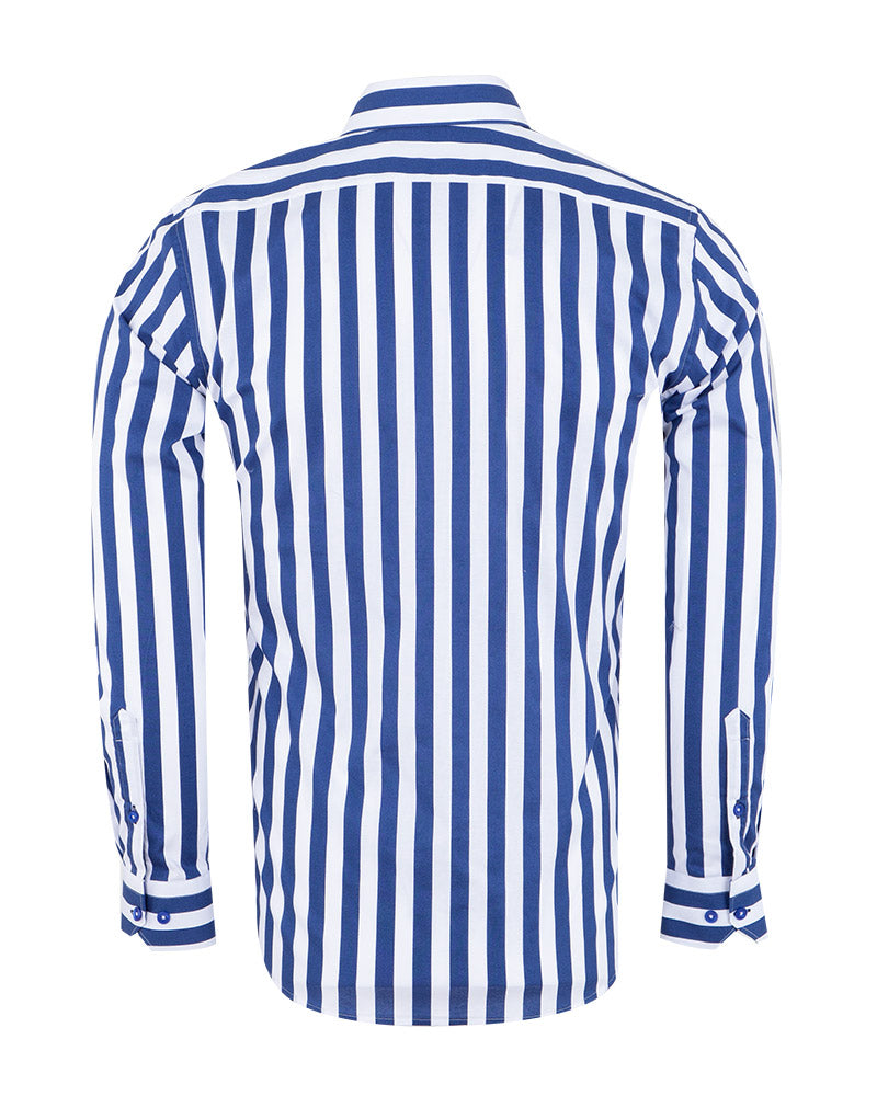 Dark Blue Bold Striped Classic Men's Shirt