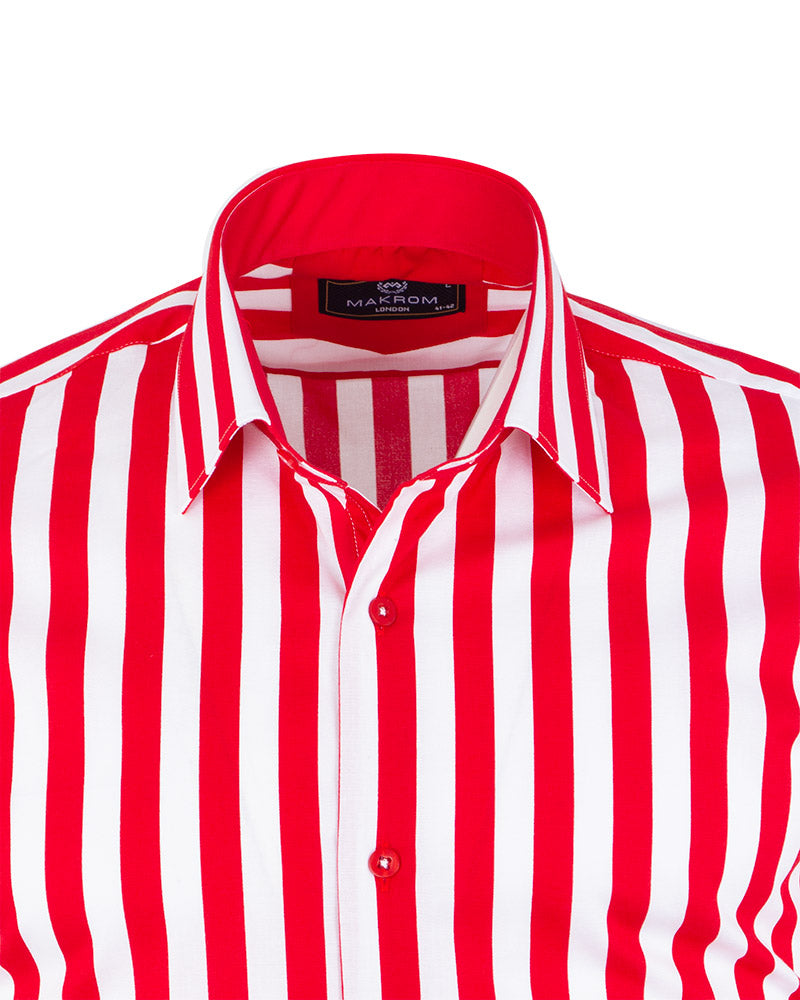 Red Bold Striped Classic Men's Shirt