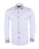 White Guitar Colourful Print on Collar & Cuff Men's Shirt
