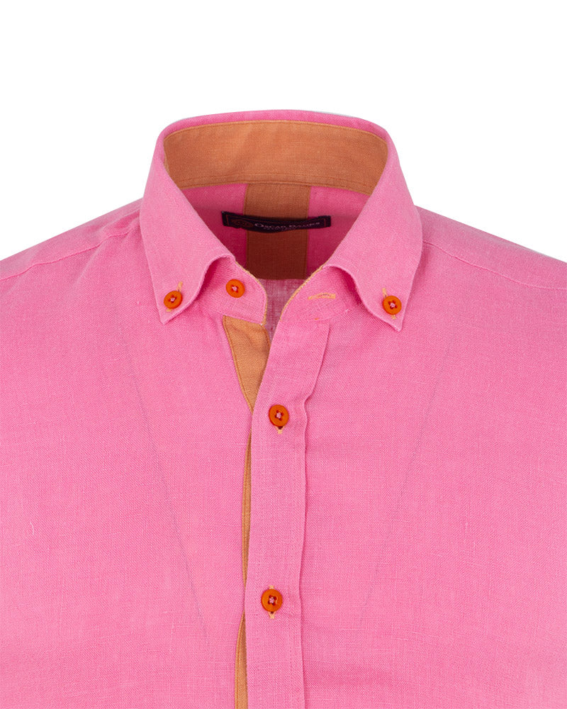 Fuchsia Classic Linen Long Sleeve Shirt