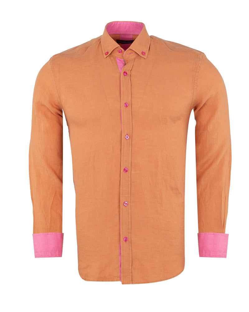 Brown Linen Long Sleeve Shirt