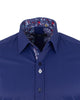 Plain Dark Blue Shirt with Floral Insert Design Shirt