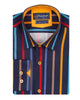 Dark Blue Stripe Print Shirt with Matching Handkerchief