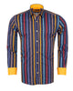 Dark Blue Stripe Print Shirt with Matching Handkerchief