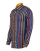 Dark Blue Stripe Print Shirt with Matching Handkerchief