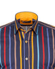 Dark Blue Stripe Print Shirt with Matching Handkerchief