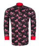 Black & Red Paisley Print Shirt with Matching Handkerchief