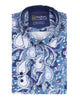 Blue Paisley Print Pure Cotton Shirt with Matching Handkerchief