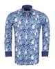 Blue Paisley Print Pure Cotton Shirt with Matching Handkerchief