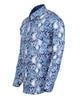 Blue Paisley Print Pure Cotton Shirt with Matching Handkerchief