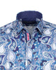 Blue Paisley Print Pure Cotton Shirt with Matching Handkerchief