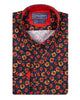 Dark Blue Daisy Print Shirt with Matching Handkerchief