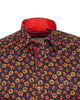 Dark Blue Daisy Print Shirt with Matching Handkerchief