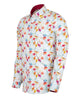 White Colourful Flower Print Shirt with Matching Handkerchief