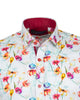 White Colourful Flower Print Shirt with Matching Handkerchief