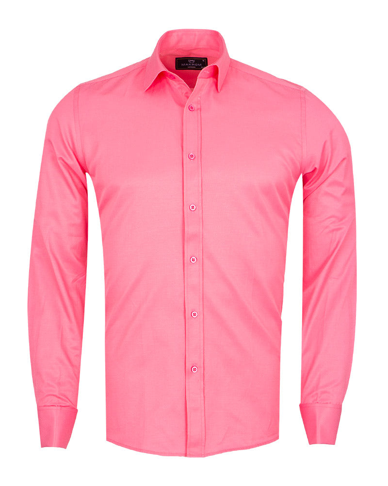 Fuchsia Pink Plain Double Cuff Shirt