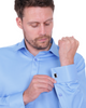Blue Plain Double Cuff Shirt