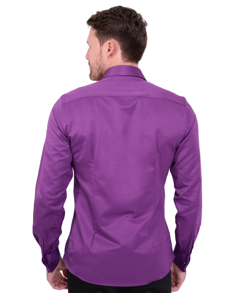 Purple Plain Double Cuff Shirt