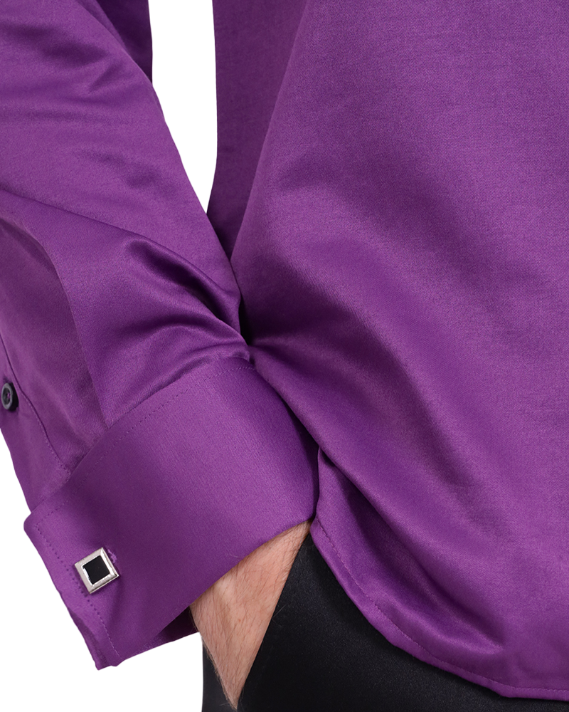 Purple Plain Double Cuff Shirt