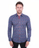 Dark Blue Paisley Print Long Sleeve Shirt