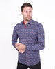 Dark Blue Paisley Print Long Sleeve Shirt