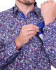 Dark Blue Colourful Floral Print Shirt