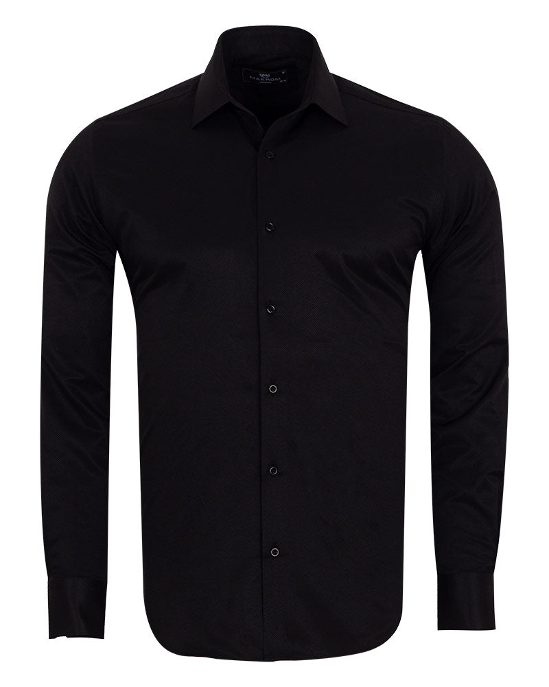 Black Twill Classic Single Cuff Shirt