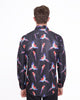 Black Shirt Flying Parrot Print