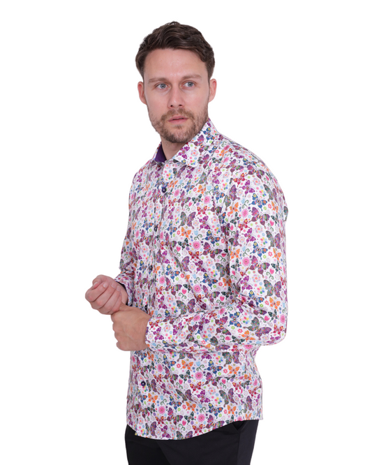 Hippy Butterfly Print Shirt with Matching Handkerchief