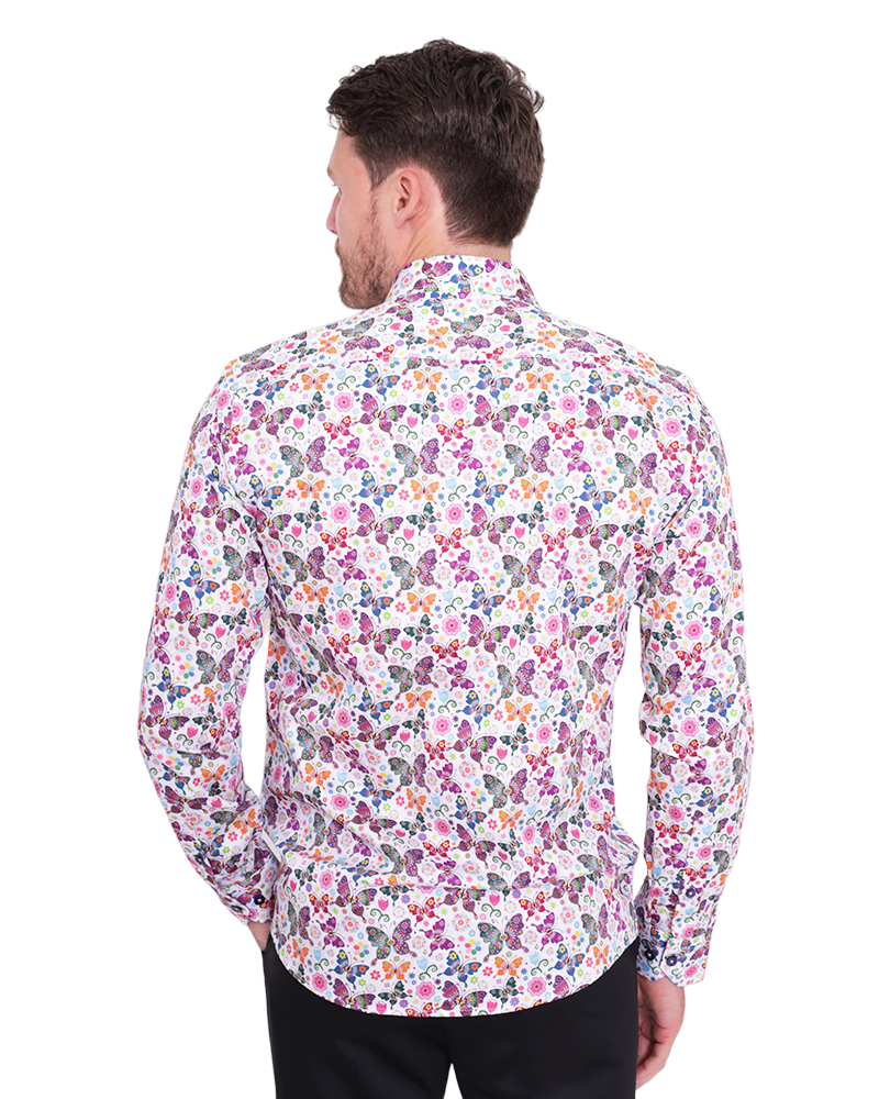 Hippy Butterfly Print Shirt with Matching Handkerchief