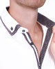 White Double Collar Dotted Print Shirt