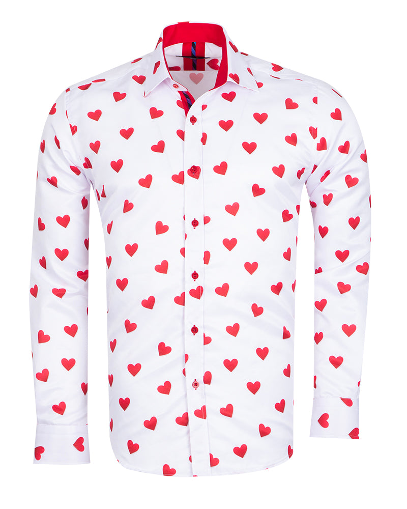 White Heart Print Shirt